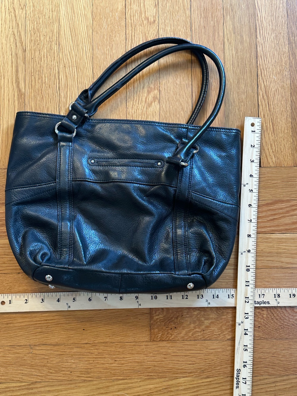 b. makowsky Black Leather Interior with Silver accents luxury classic tote - Picture 5 of 7
